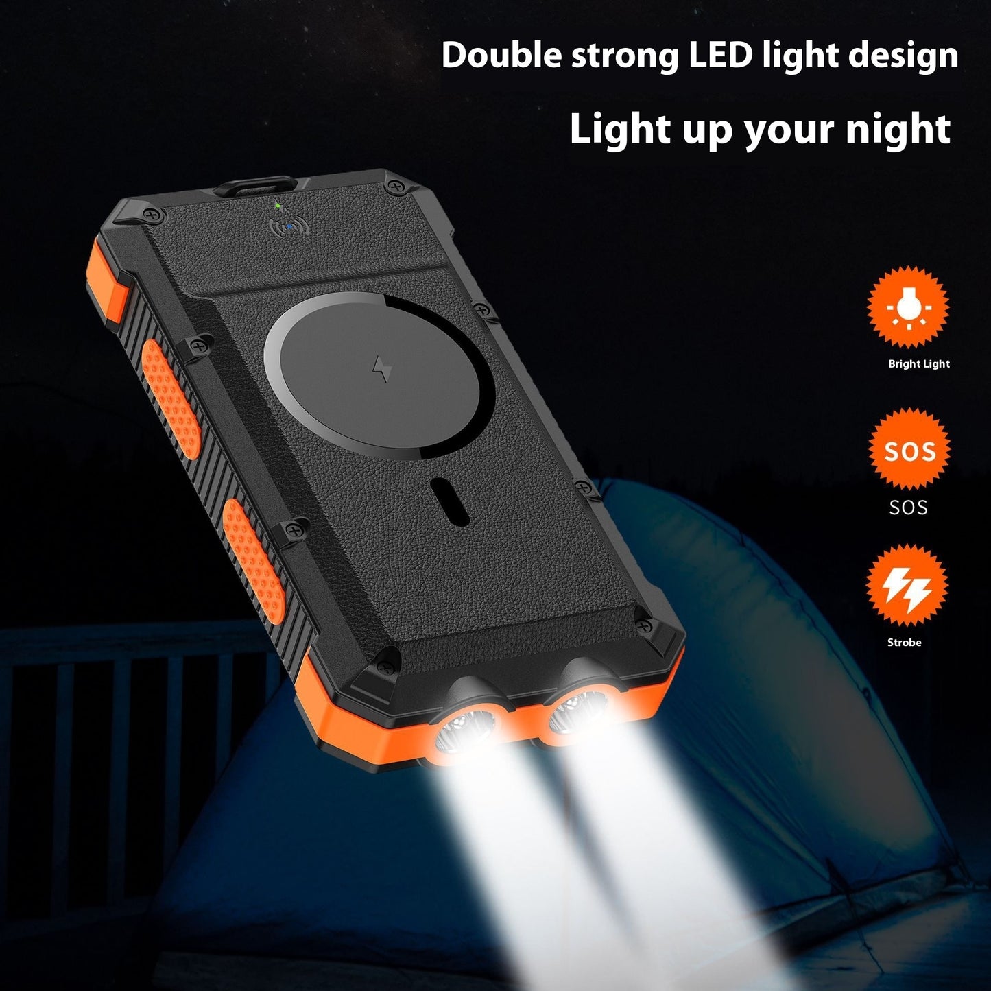 SunVolt™ 20,000mAh Solar Power Bank – Wireless Charging + Waterproof Outdoor Power!