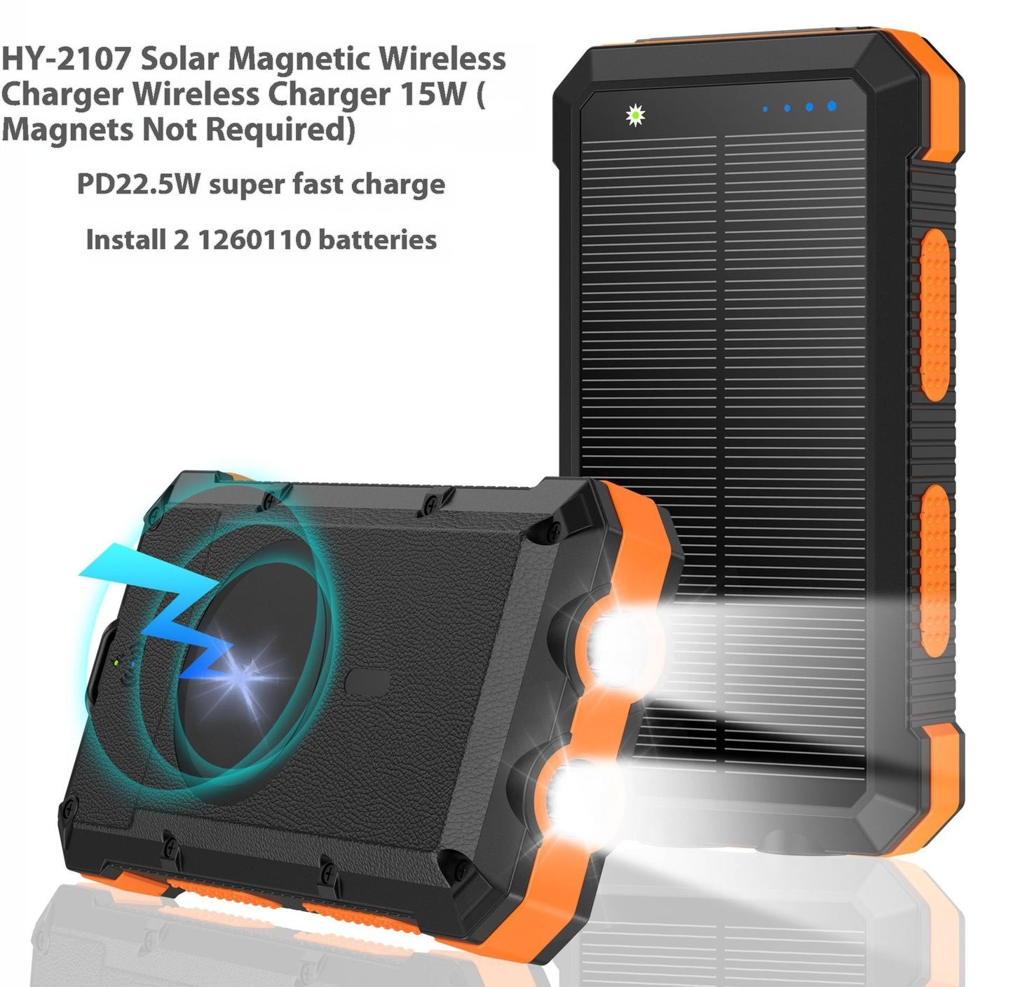 SunVolt™ 20,000mAh Solar Power Bank – Wireless Charging + Waterproof Outdoor Power!